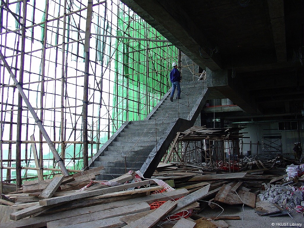 Library extension grand staircase under construction