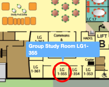 Floor plan location of room LG1-355
