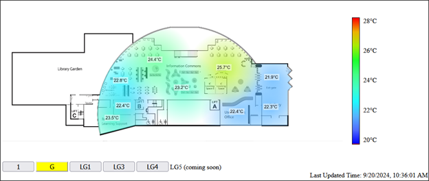 Temperature Heatmap on Library Floor Plan