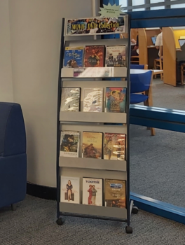 The DVD rack near the Library main entrance on G/F