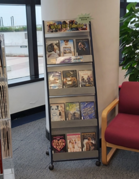 Photo of the DVD rack at the Current Newspapers area on G/F, near the Magazines