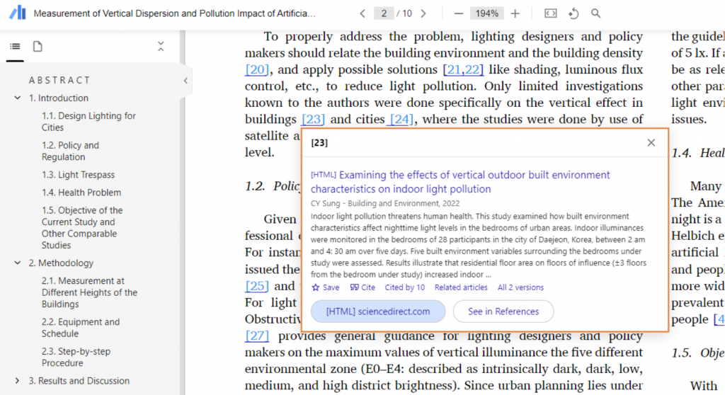 in-text citations are clickable and linked to the corresponding works