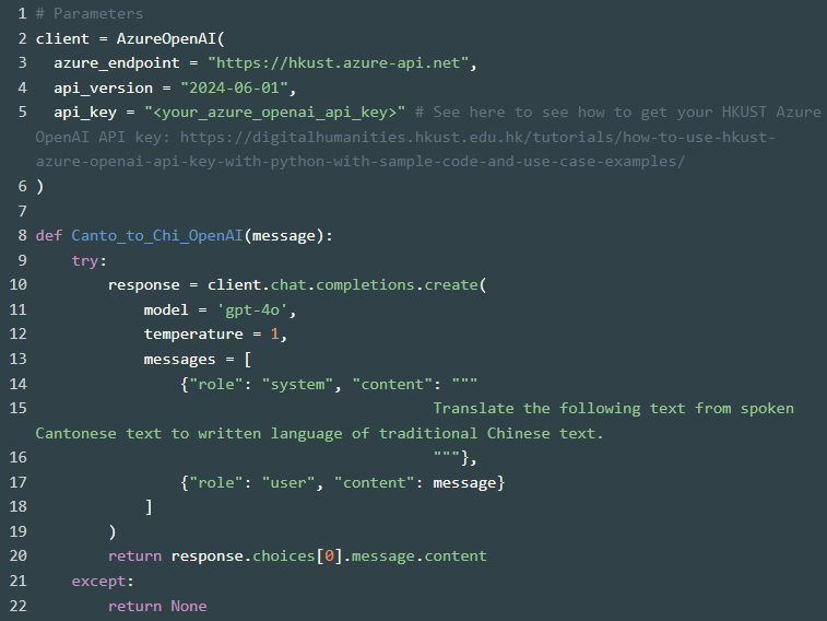 Text (Spoken Cantonese) to Text (Written Chinese) using OpenAI