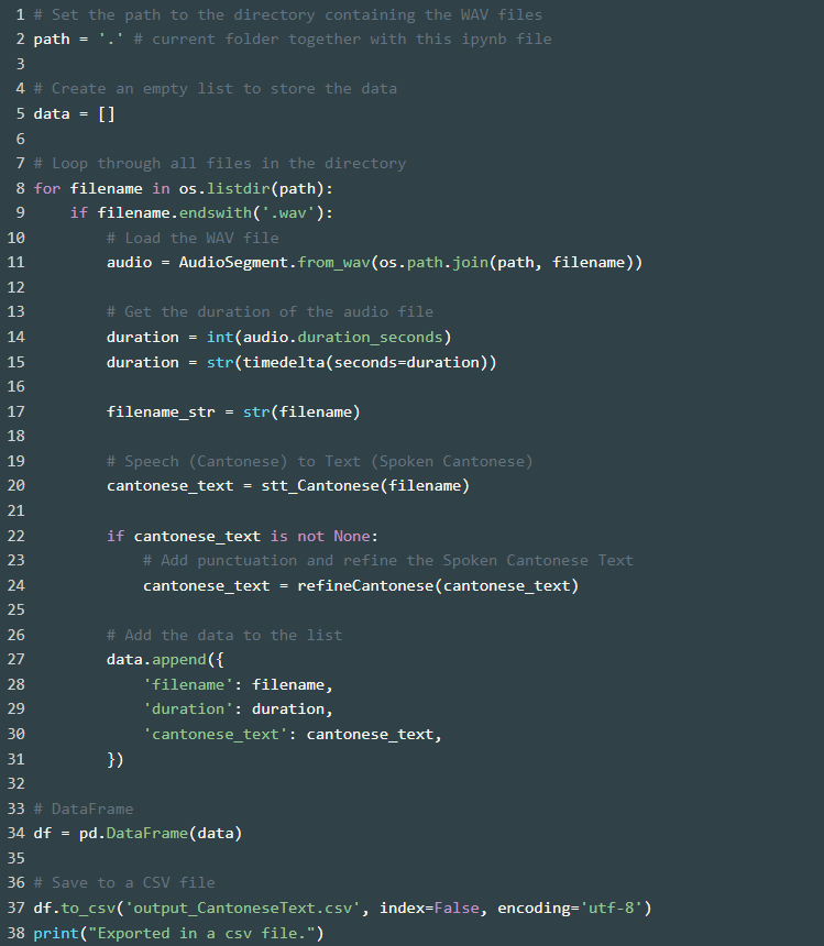 Batch processing and export to CSV