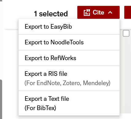 Citation export tools such as RIS/BibTeX.