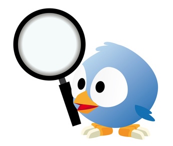 Small bird with magnifying glass