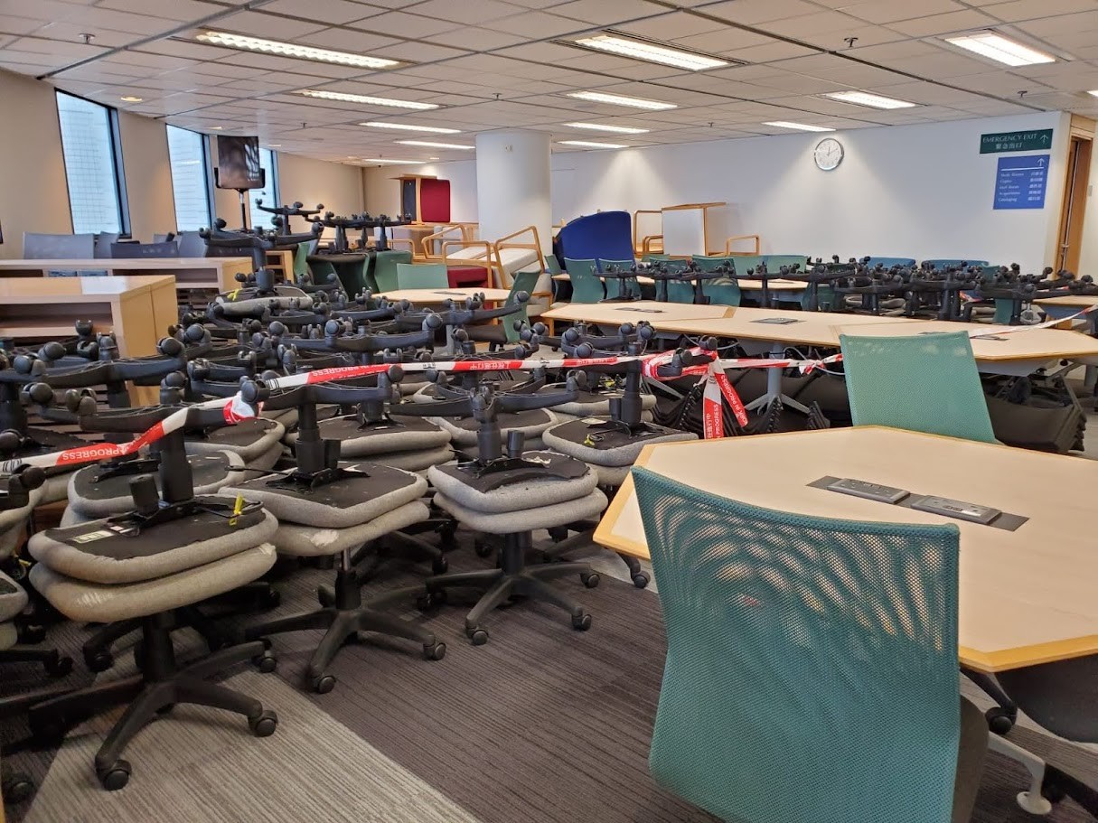 task chairs waiting for repair