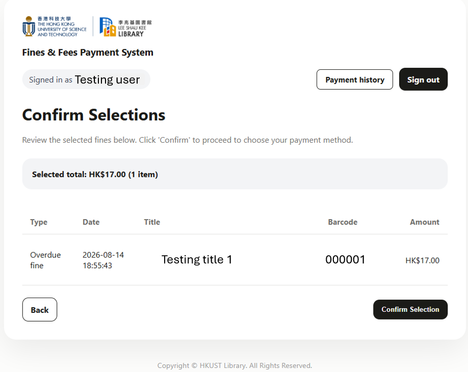 3 - Confirm selection
