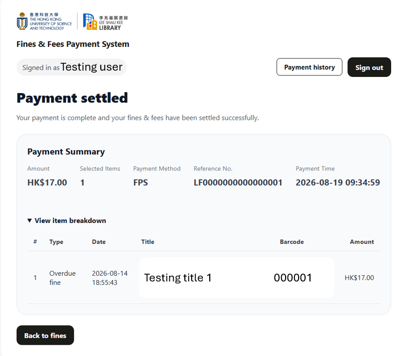 6 - Payment settled