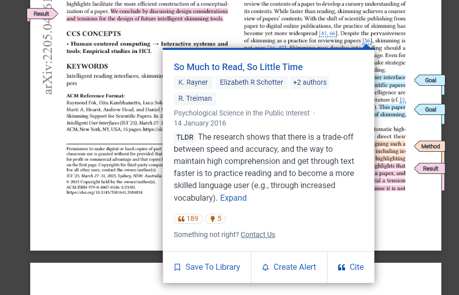 Citation Cards on Semantic Reader