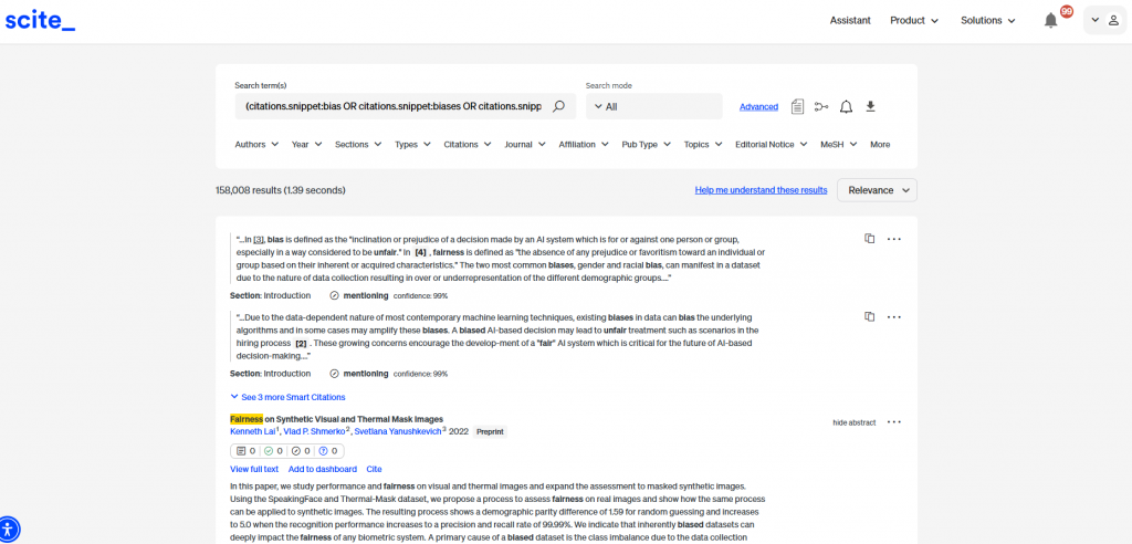 Searching for citation snippets mentioning biases in machine learning. 
