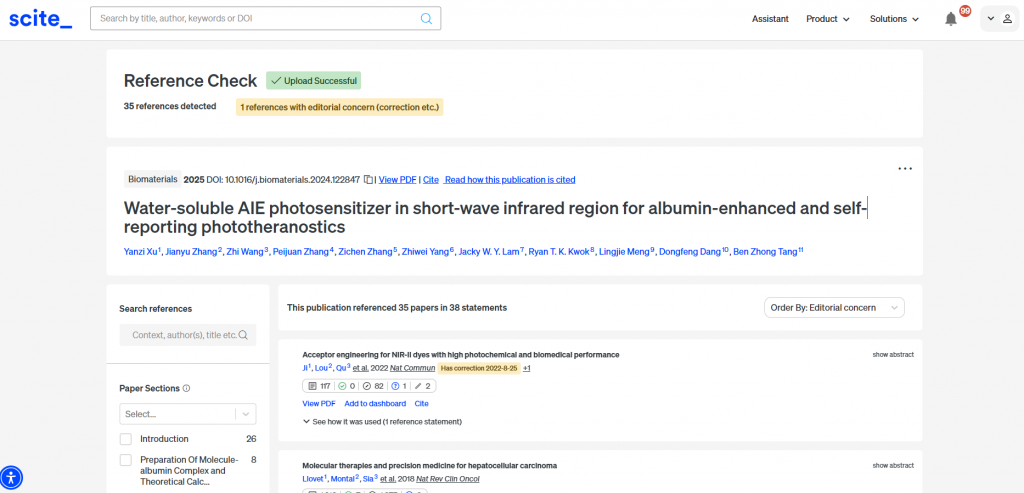 One reference is flagged with a correction notice.