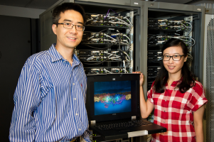 Professor Xuhui HUANG (left) and his research associate Lu ZHANG (2014)