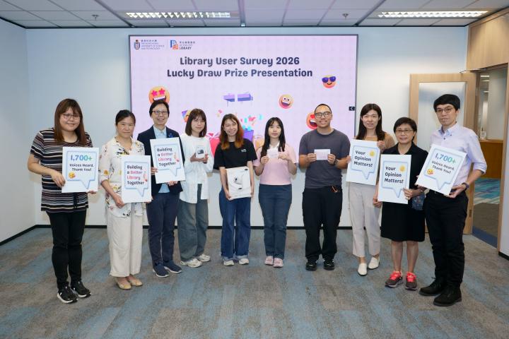 Group photo of prize winners and library staff on April 21