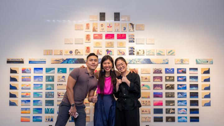 Animator Isaac, artist Michelle Fung, and curator Grace worked together on the exhibition