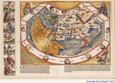 image of 1493 map of the then known world