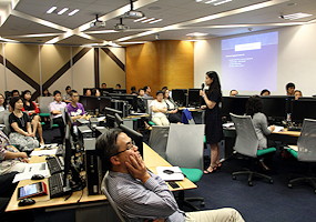 photo of staff presentations at the Staff Retreat